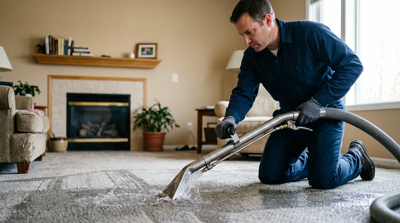 Water damage restoration technician working near Beulah, WY